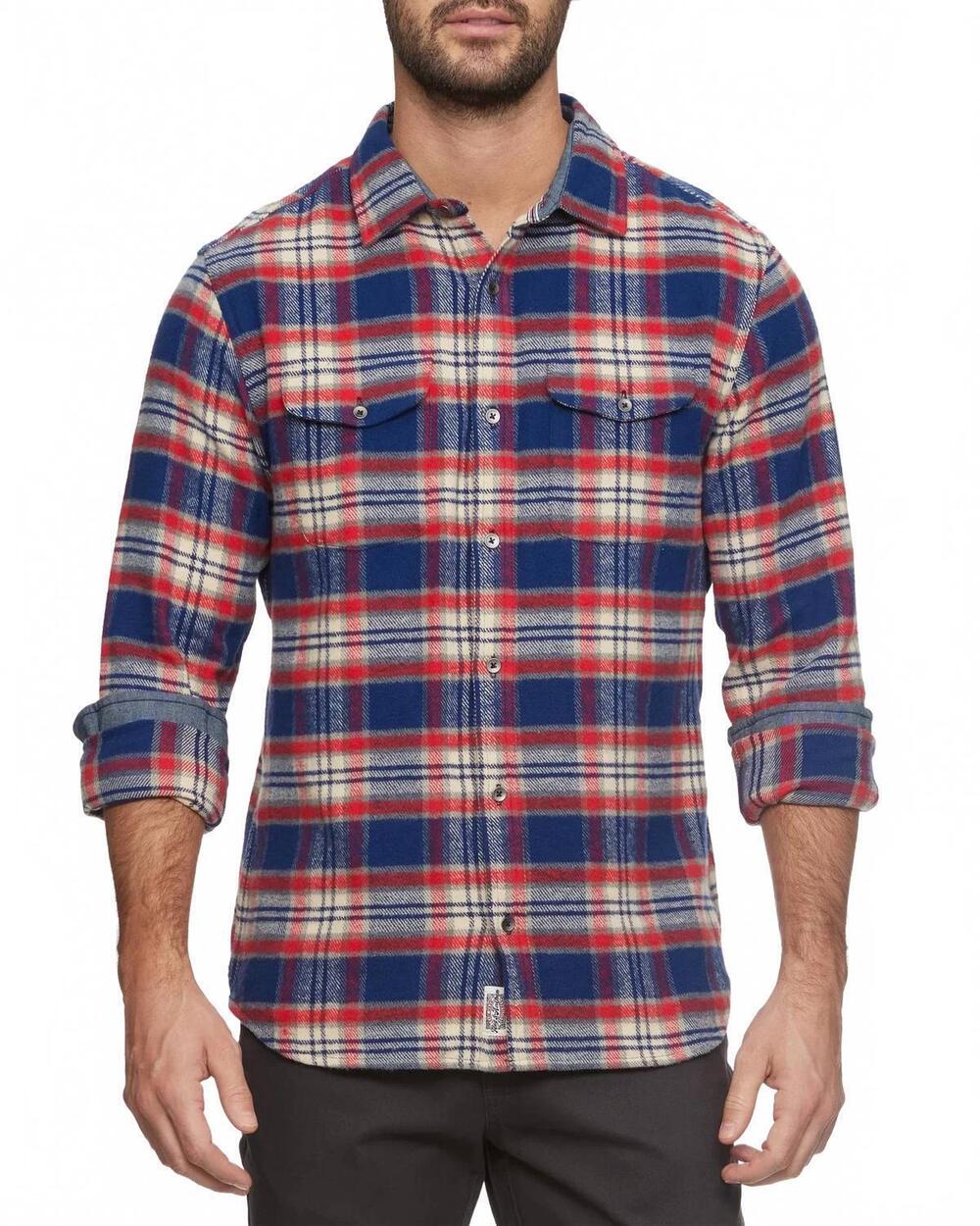 NEW FLAGS & ANTHEM berwick longsleeve flannel shirt in navy